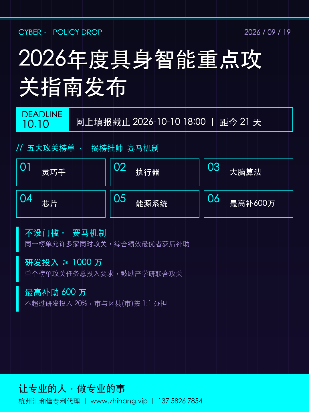 【申报倒计时】具身智能攻关指南(第一批)10榜单揭榜挂帅 · 10月10日截止 · 最高补助600万