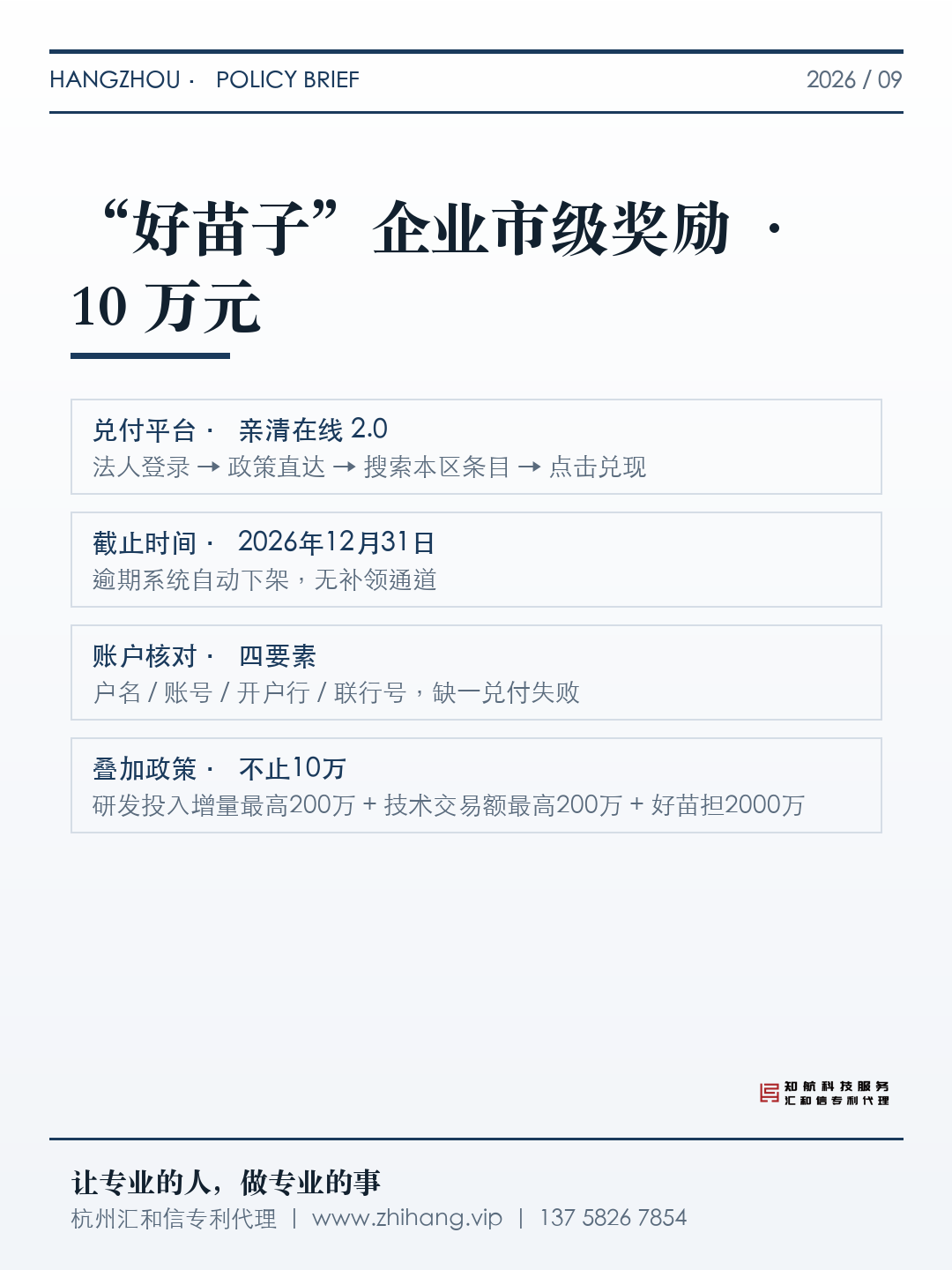 【领取通知】2026年度杭州市“好苗子”企业(首批)市级奖励可领 · 每家10万元